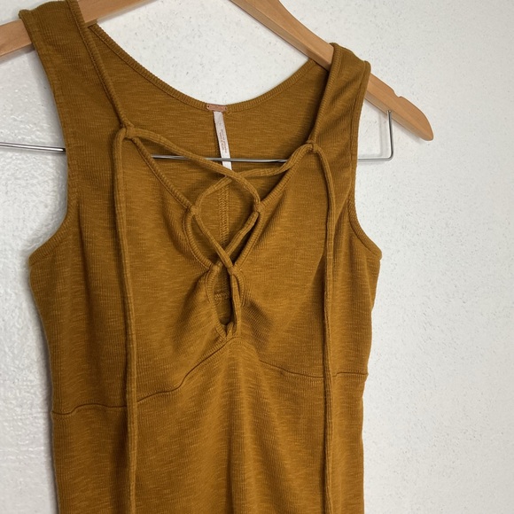 Free People Womens Size Small Brown Emmy Lou Lace Up Tank Top Boho Summer Casual - Picture 3 of 9